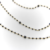14K Gold Hand-Faceted Black Diamond Hand Wired Chain Necklace