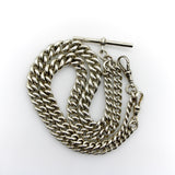 Edwardian Sterling Silver Graduated Prince Albert Watch Chain with T-Bar and Dog Kirsten's Corner 