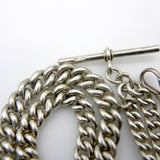 Edwardian Sterling Silver Graduated Prince Albert Watch Chain with T-Bar and Dog Kirsten's Corner 