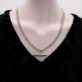 Edwardian Sterling Silver Graduated Prince Albert Watch Chain with T-Bar and Dog Kirsten's Corner 