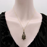 Georgian 14K Gold Flat Cut Onyx Mourning Pendant