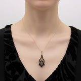 Georgian 14K Gold Flat Cut Onyx Mourning Pendant Pendant Kirsten's Corner 