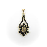 Georgian 14K Gold Flat Cut Onyx Mourning Pendant