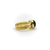 22K Gold Hand-Hammered Ring with Blue-Green Tourmaline Cabochon jewelry Kirsten's Corner 