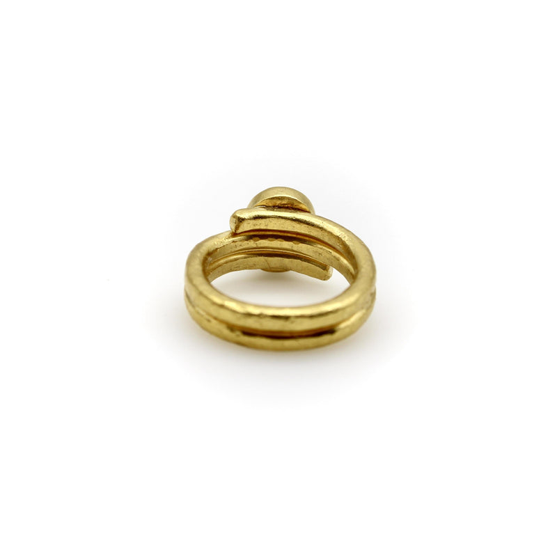 22K Gold Hand-Hammered Ring with Blue-Green Tourmaline Cabochon jewelry Kirsten's Corner 