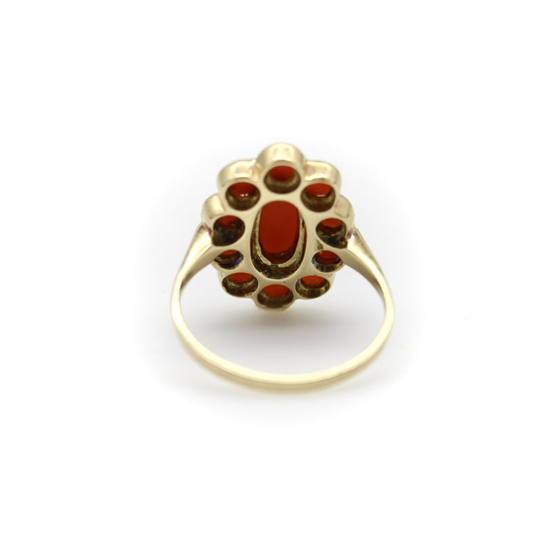 Retro 14K Gold Coral Cabochon Cluster Ring Kirsten's Corner 