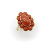 Retro 14K Gold Coral Cabochon Cluster Ring Kirsten's Corner 