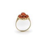 Retro 14K Gold Coral Cabochon Cluster Ring Kirsten's Corner 