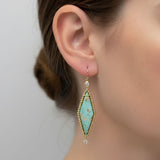 Signature 14K Gold Turquoise and Rose Cut Diamond Dangle Earrings Earrings Kirsten's Corner 