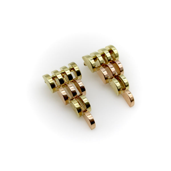 Retro Cartier 14K Yellow and Rose Gold Pyramid Dress Clips Kirsten's Corner 