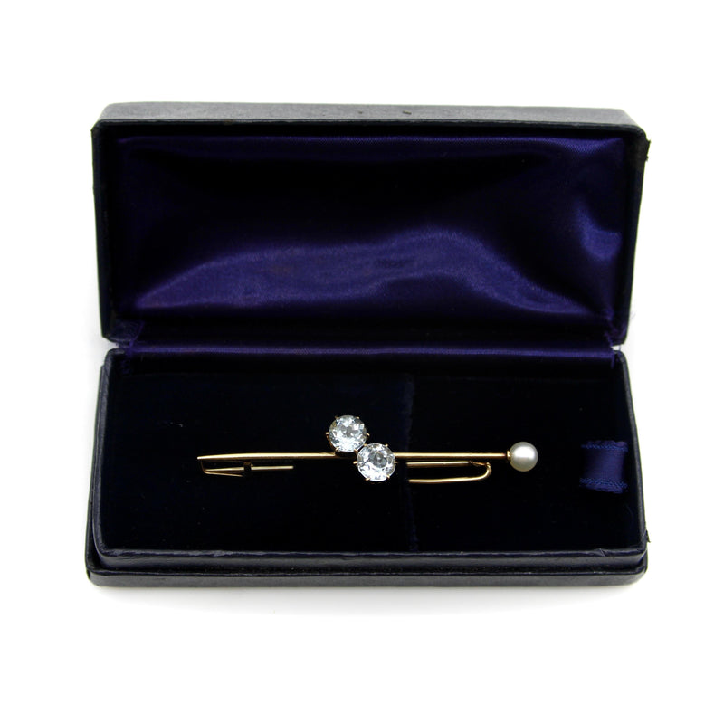 Tiffany & Co. Edwardian 16K Gold Scarf Pin/ Brooch with Aquamarine and Pearl jewelry Tiffany & Co. 