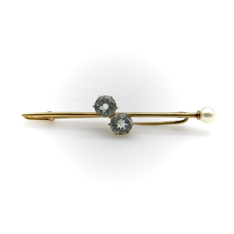Tiffany & Co. Edwardian 16K Gold Scarf Pin/ Brooch with Aquamarine and Pearl jewelry Tiffany & Co. 