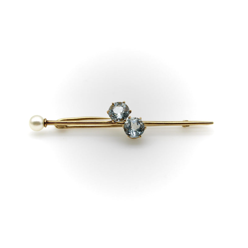 Tiffany & Co. Edwardian 16K Gold Scarf Pin/ Brooch with Aquamarine and Pearl jewelry Tiffany & Co. 