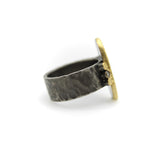 Ancient-Inspired Classical Sterling Silver and 24K Gold Ring with Diamonds ring Kirsten's Corner 