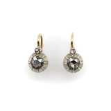 14K Gold and Silver Victorian Rose Cut Diamond Collet Set Dormeuse Earrings jewelry Kirsten's Corner 