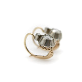 14K Gold and Silver Victorian Rose Cut Diamond Collet Set Dormeuse Earrings jewelry Kirsten's Corner 