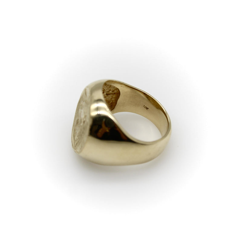 Vintage 14K Gold Lion-Headed Coin Signet Ring jewelry Kirsten's Corner 