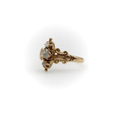 14K Gold Victorian Three-Stone Old Mine Cut Diamond Ring