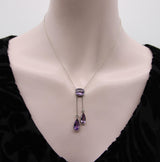Edwardian Amethyst and Seed Pearl Sterling Silver Negligee Necklace jewelry Kirsten's Corner 