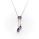 Edwardian Amethyst and Seed Pearl Sterling Silver Negligee Necklace jewelry Kirsten's Corner 