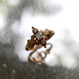 14K Gold Victorian Three-Stone Old Mine Cut Diamond Ring
