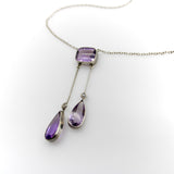 Edwardian Amethyst and Seed Pearl Sterling Silver Negligee Necklace jewelry Kirsten's Corner 