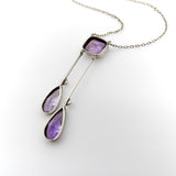Edwardian Amethyst and Seed Pearl Sterling Silver Negligee Necklace jewelry Kirsten's Corner 