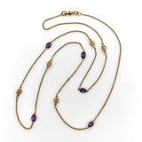 Edwardian 14K Gold Amethyst and Floral Station Chain jewelry Kirsten's Corner 