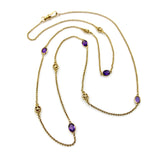 Edwardian 14K Gold Amethyst and Floral Station Chain jewelry Kirsten's Corner 