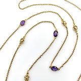 Edwardian 14K Gold Amethyst and Floral Station Chain jewelry Kirsten's Corner 