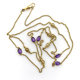 Edwardian 14K Gold Amethyst and Floral Station Chain jewelry Kirsten's Corner 