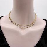 Edwardian 14K Gold Amethyst and Floral Station Chain jewelry Kirsten's Corner 
