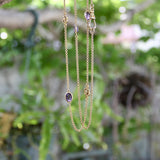 Edwardian 14K Gold Amethyst and Floral Station Chain jewelry Kirsten's Corner 