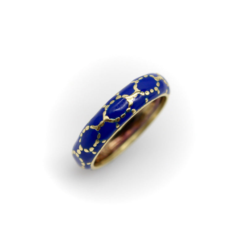 Vintage 18K Gold Tiffany & Co Blue Enamel Ring / Band jewelry Kirsten's Corner 