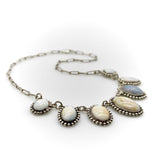 Retro Taxco 980 Silver Graduated Opal Cabochon Necklace