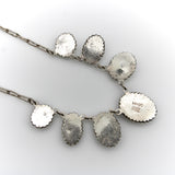 Retro Taxco 980 Silver Graduated Opal Cabochon Necklace