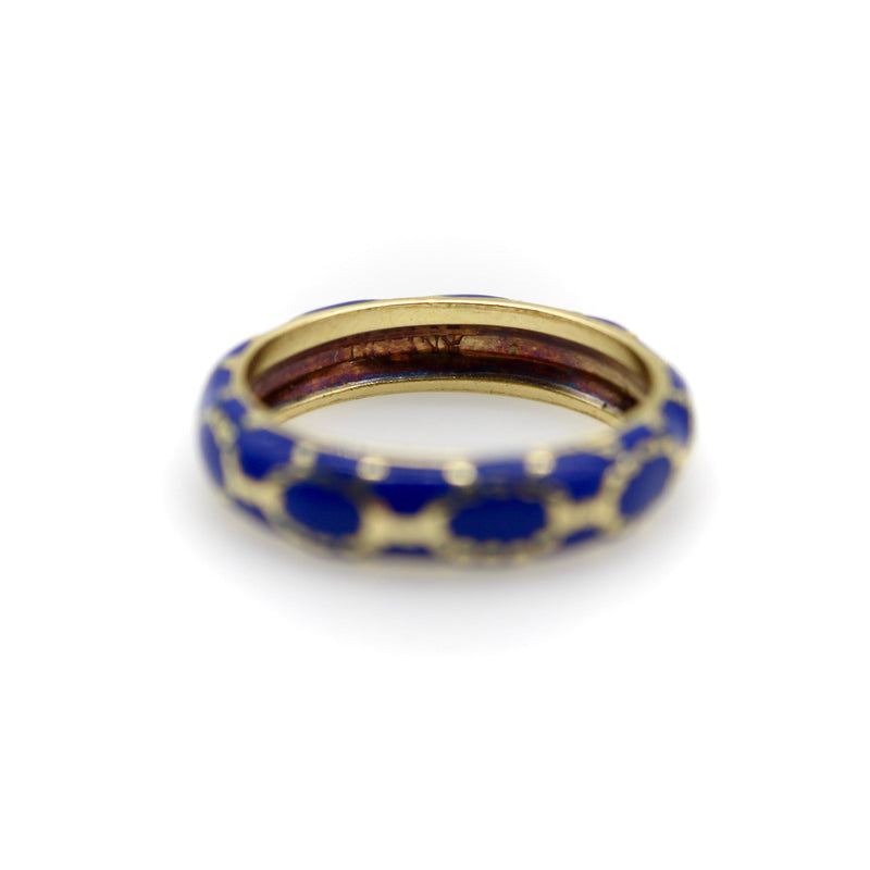 Vintage 18K Gold Tiffany & Co Blue Enamel Ring / Band jewelry Kirsten's Corner 