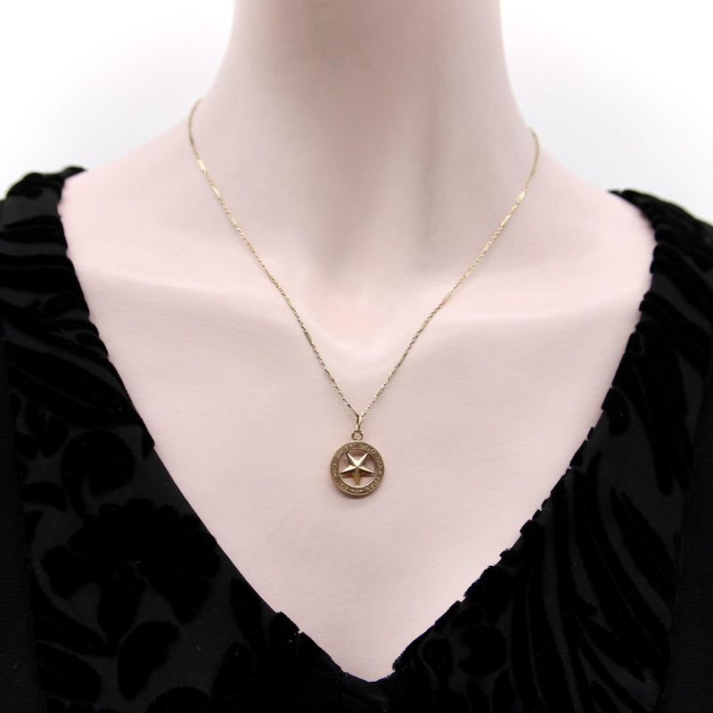 Edwardian 14K Gold “This Be Your Lucky Star” Pendant in German jewelry Kirsten's Corner 
