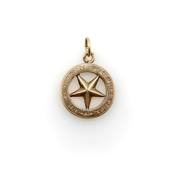 Edwardian 14K Gold “This Be Your Lucky Star” Pendant in German jewelry Kirsten's Corner 