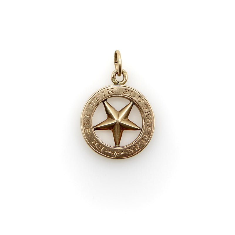 Edwardian 14K Gold “This Be Your Lucky Star” Pendant in German jewelry Kirsten's Corner 