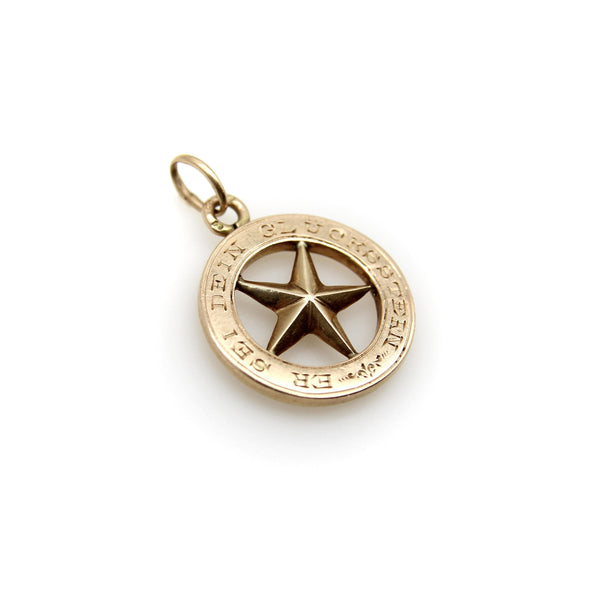 Edwardian 14K Gold “This Be Your Lucky Star” Pendant in German jewelry Kirsten's Corner 