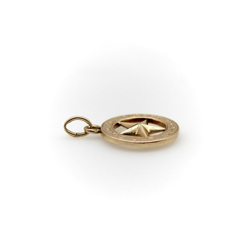Edwardian 14K Gold “This Be Your Lucky Star” Pendant in German jewelry Kirsten's Corner 