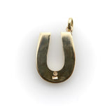 Victorian 14K Gold Intricate Woven Wirework Horseshoe Pendant with Diamonds