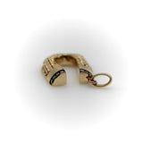 Victorian 14K Gold Intricate Woven Wirework Horseshoe Pendant with Diamonds