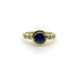 Signature Sapphire and Diamond Bezel Set 18K Gold Ring ring Kirsten's Corner 