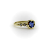 Signature Sapphire and Diamond Bezel Set 18K Gold Ring ring Kirsten's Corner 