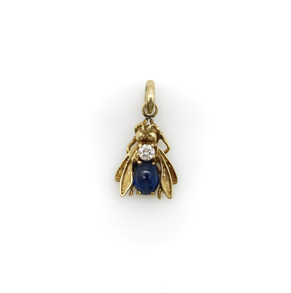 14K Gold Fly Pendant with Diamond and Sapphire pendant, Charm Kirsten's Corner 