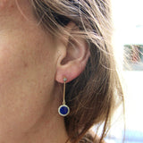Art Deco 14K Gold and Platinum Diamond and Lapis Dangle Earrings jewelry Kirsten's Corner 