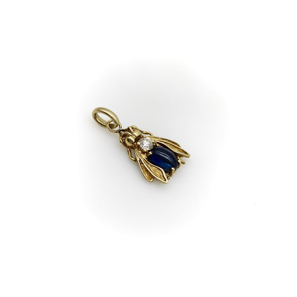 14K Gold Fly Pendant with Diamond and Sapphire pendant, Charm Kirsten's Corner 