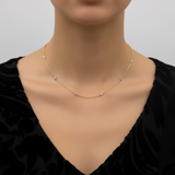 14K Gold Old European Cut Diamond by the Yard 17.5” Necklace